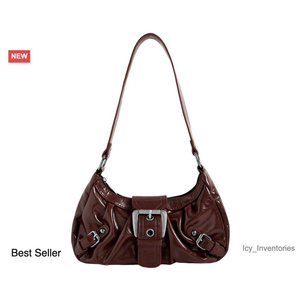 Vintage Crescent Shoulder Bag Y2K Punk Hobo Purse Adjustable Straps Buckle